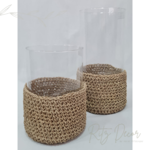 Vaso de Vidro com Crochê