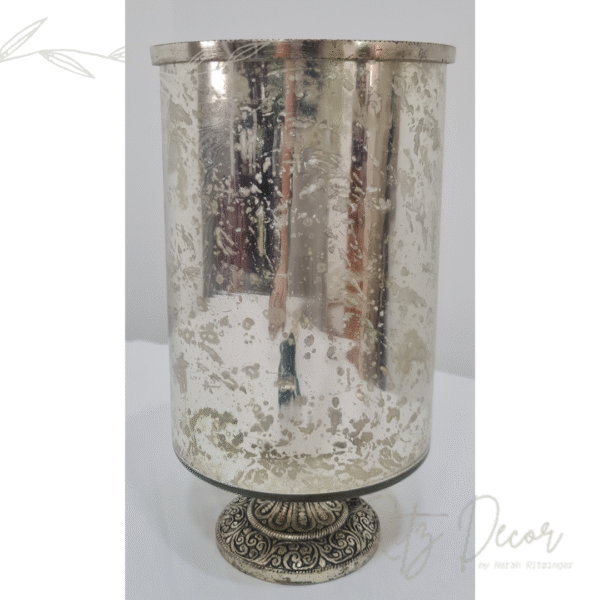 Vaso/Donzela em vidro prata (com pé)