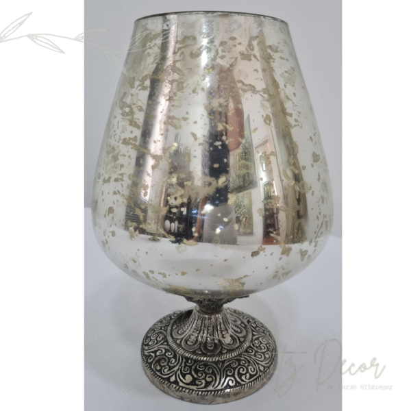 Vaso em vidro prata com metal