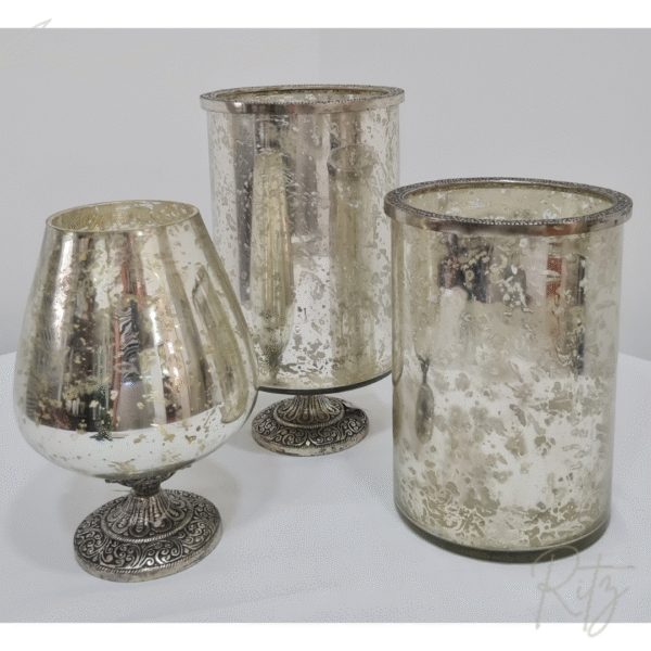 Vaso/Donzela em vidro prata (com pé) - Imagem 4