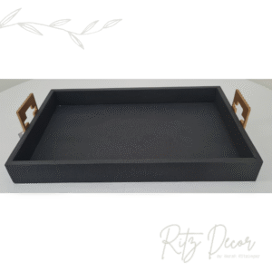 Bandeja retangular em couro
