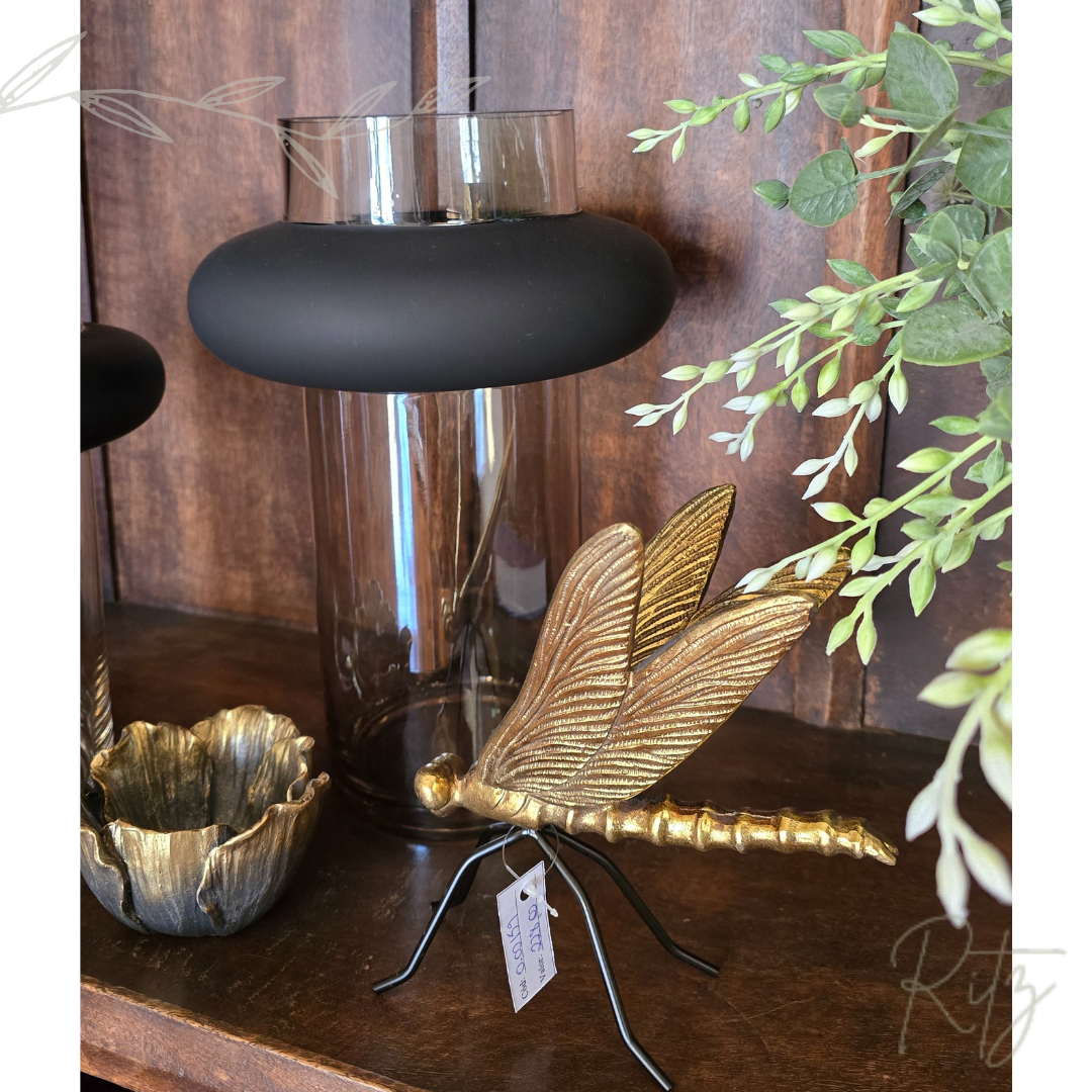 Escultura de Libélula dourada - Imagem 4