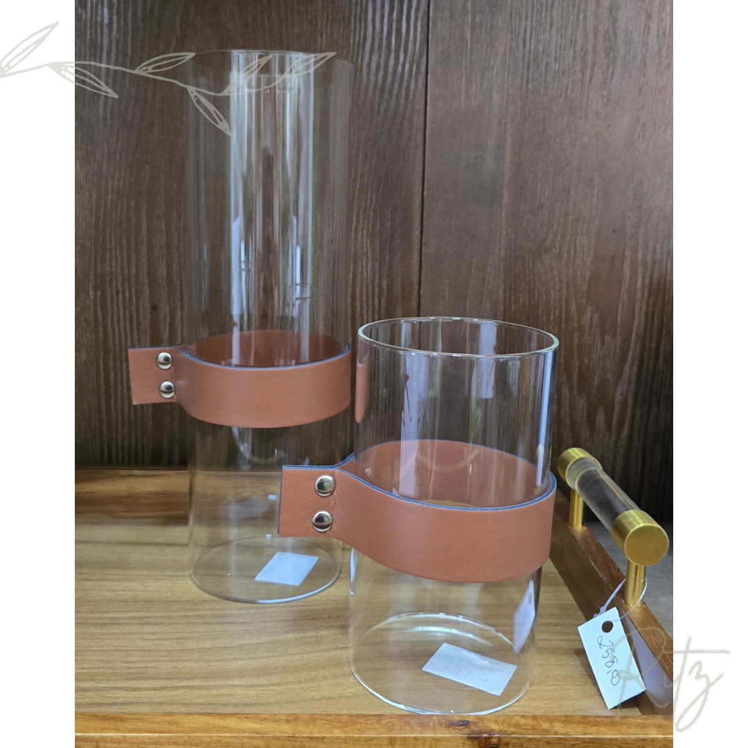 Vaso em vidro com couro - Imagem 3