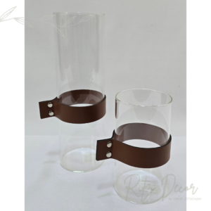 Vaso em vidro com couro