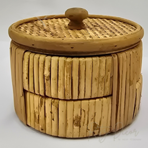 Caixa redonda em rattan redonda