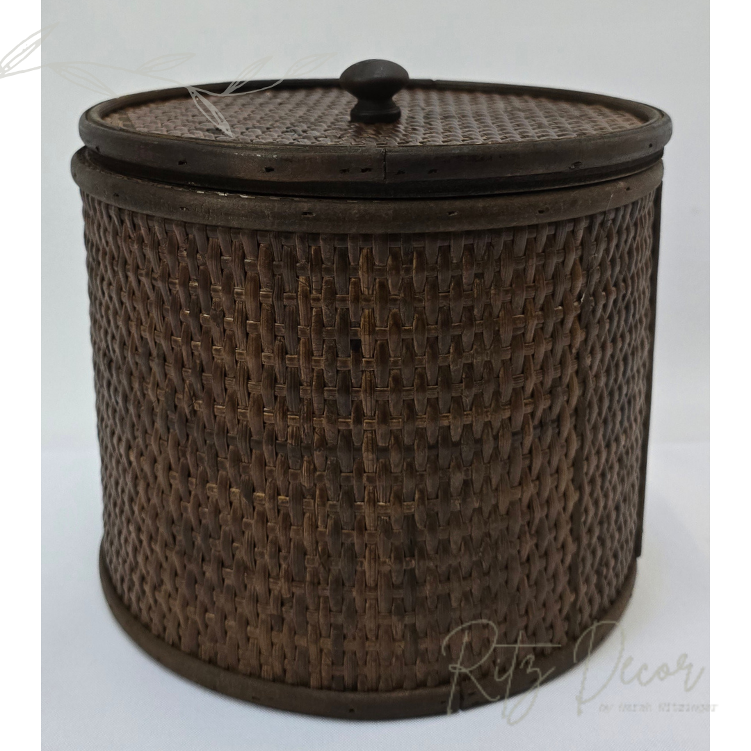 Caixa redonda em rattan